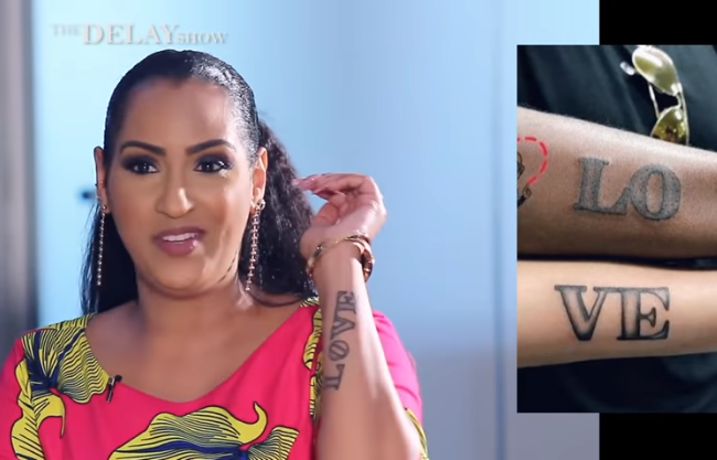 Juliet Ibrahim completed her half of 'LOVE' matching tattoo she got with Iceberg Slim