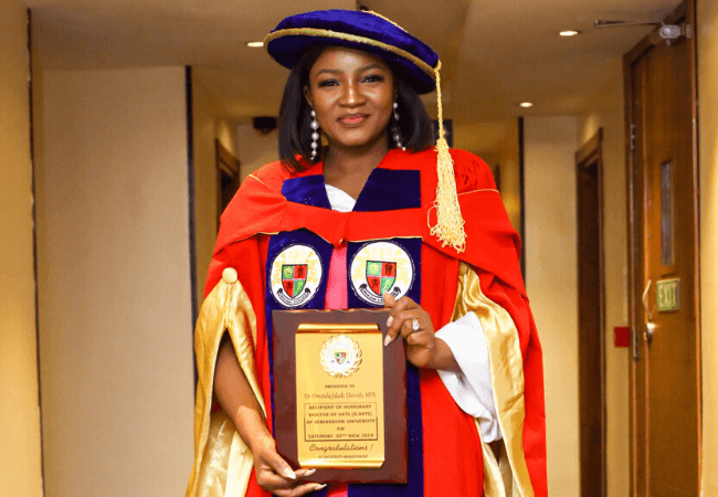Omotola Jalade-Ekeinde is a doctor…of arts from Igbinedion University