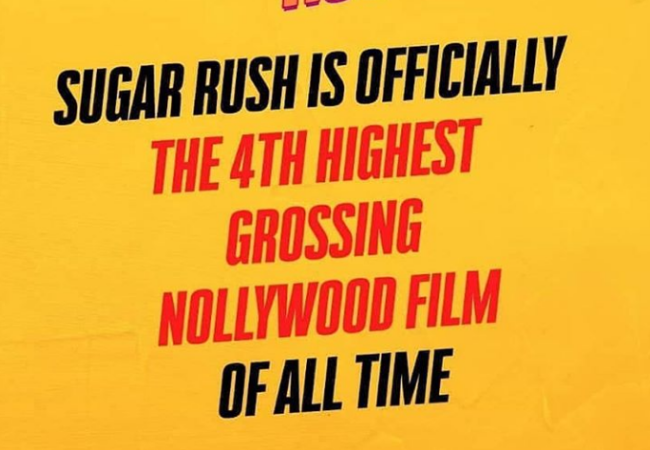 Sugar Rush now the 4th highest-grossing Nollywood film of all time; Adesua rejoices