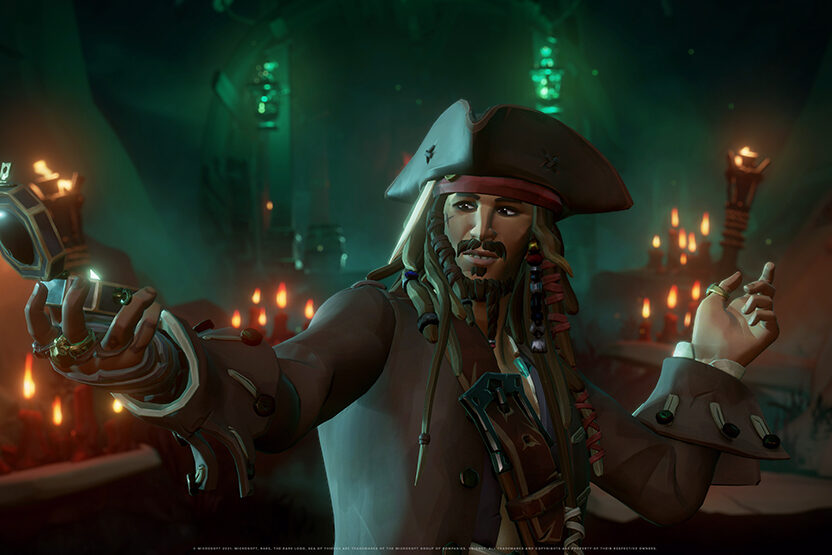 Is that Johnny Depp in "Pirate of the Caribbean" and "Sea of Thieves" game crossover?