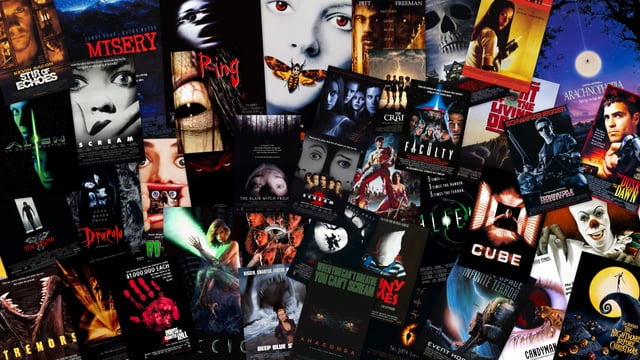 Collection of iconic 1990s thriller film posters