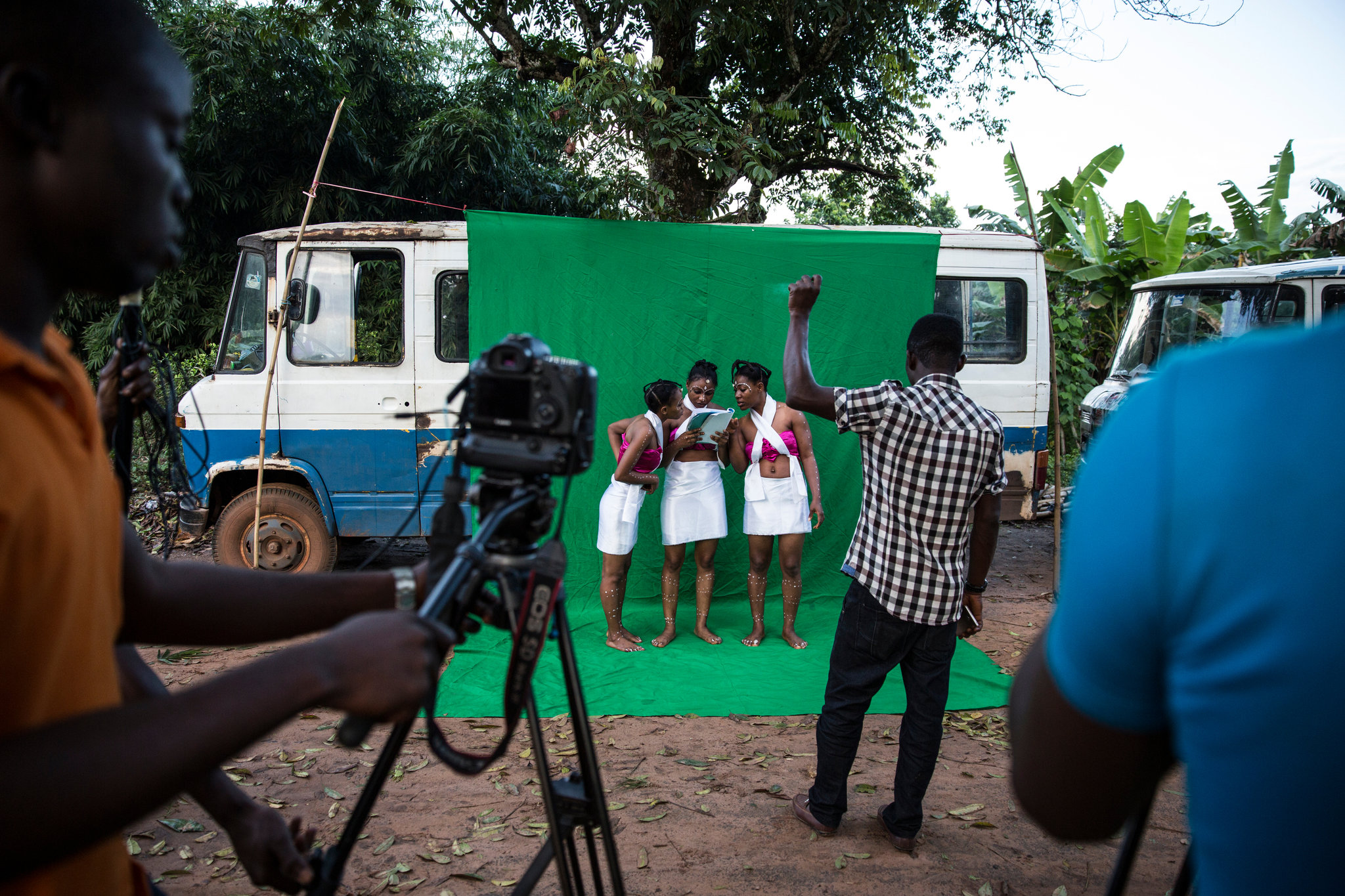 Nollywood movie production team at work