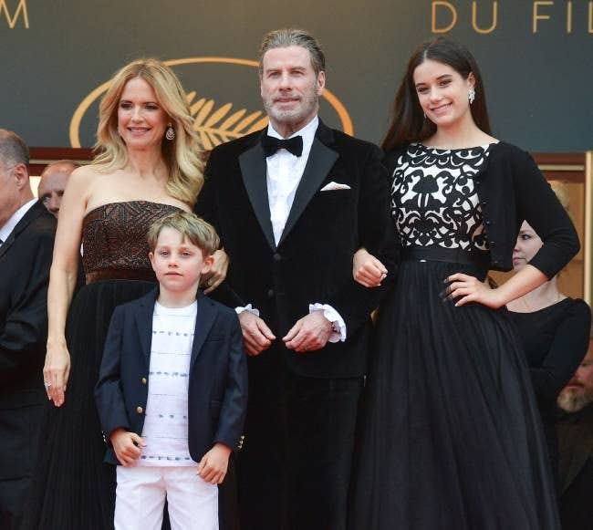 John Travolta with his late wife Kelly Preston and family