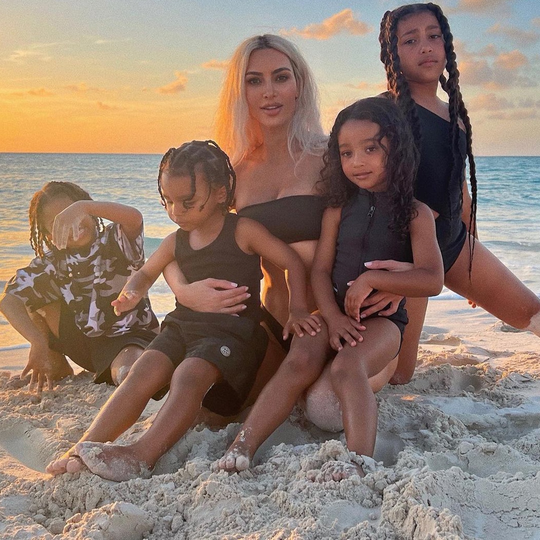 North West with her siblings and family members