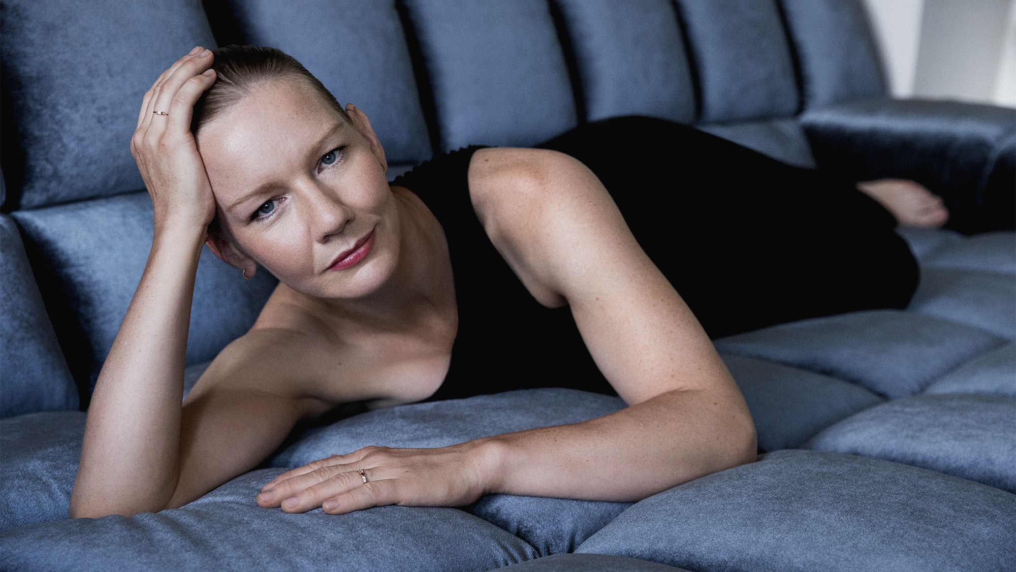 Sandra Hüller in a candid portrait discussing her personal life