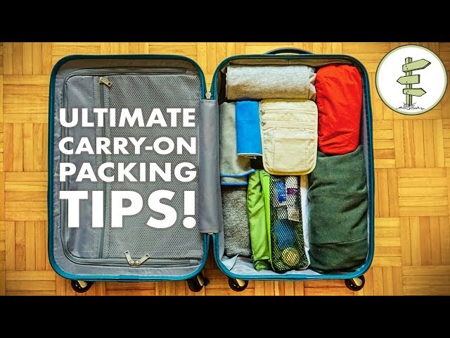 Traveler with organized carry-on luggage at airport