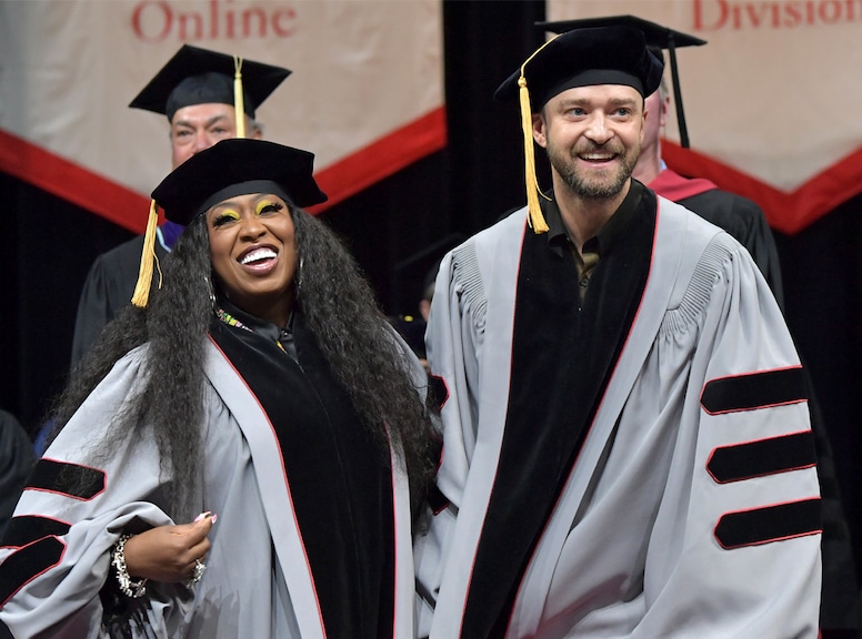 Academic ceremony with celebrity honorary degree recipients