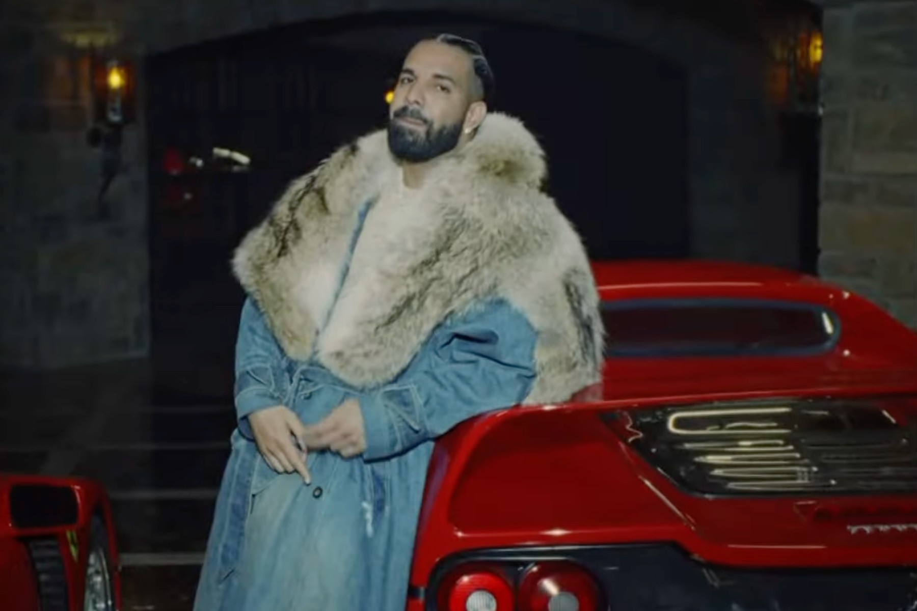 Drake performing in snowy landscape from Iceman music video