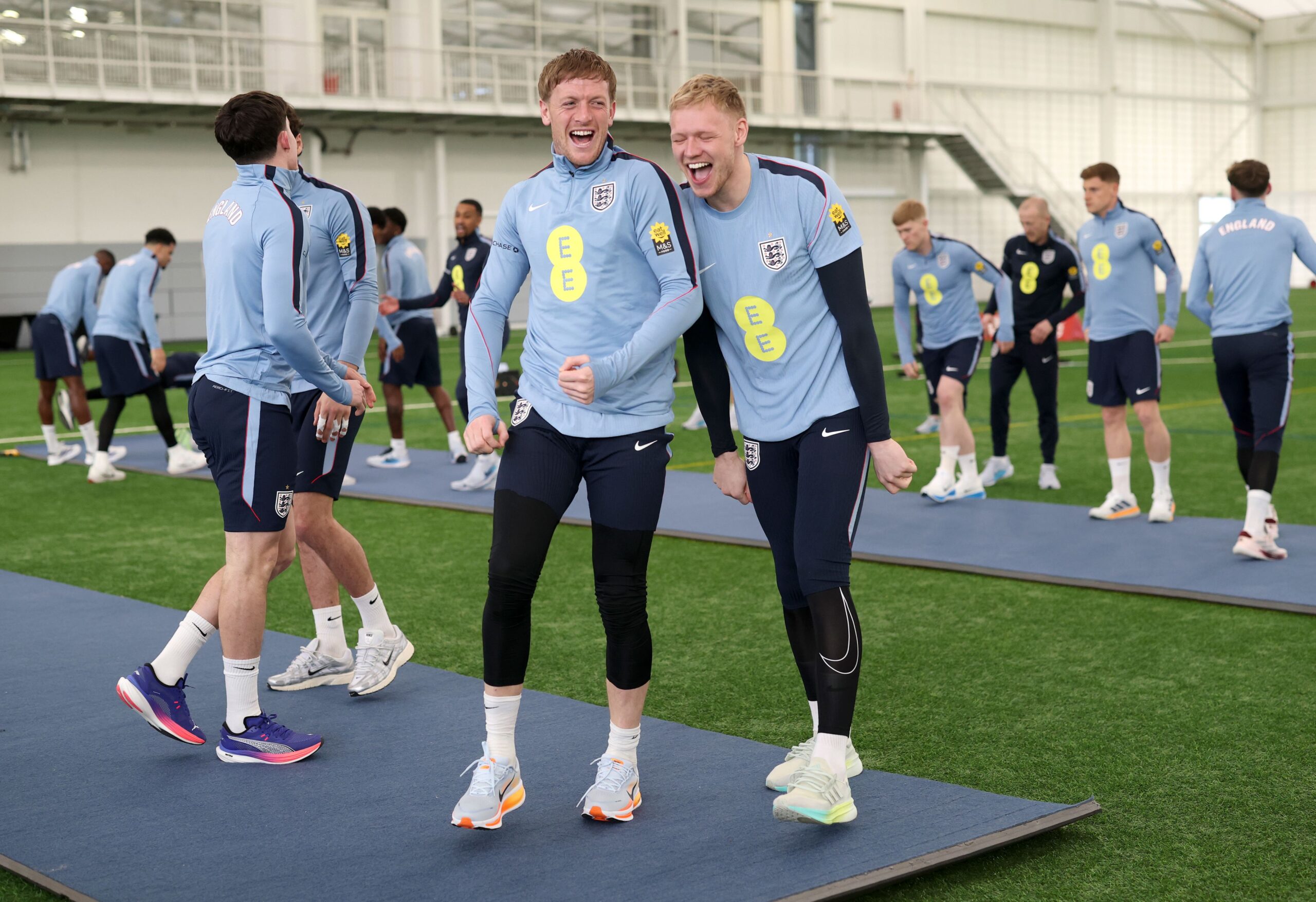 England national team players during training preparation