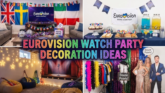 Eurovision fans watching Grand Final at home viewing party