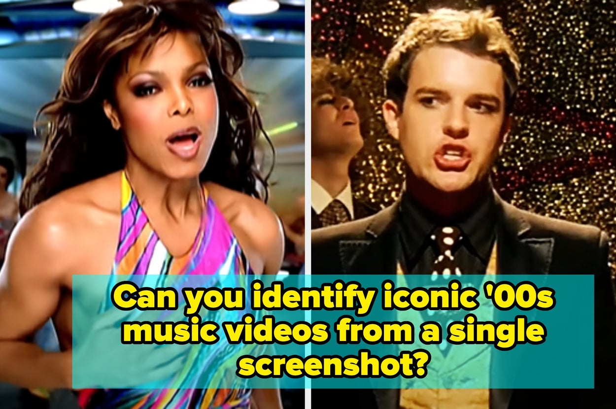Collection of iconic 2000s music video frames