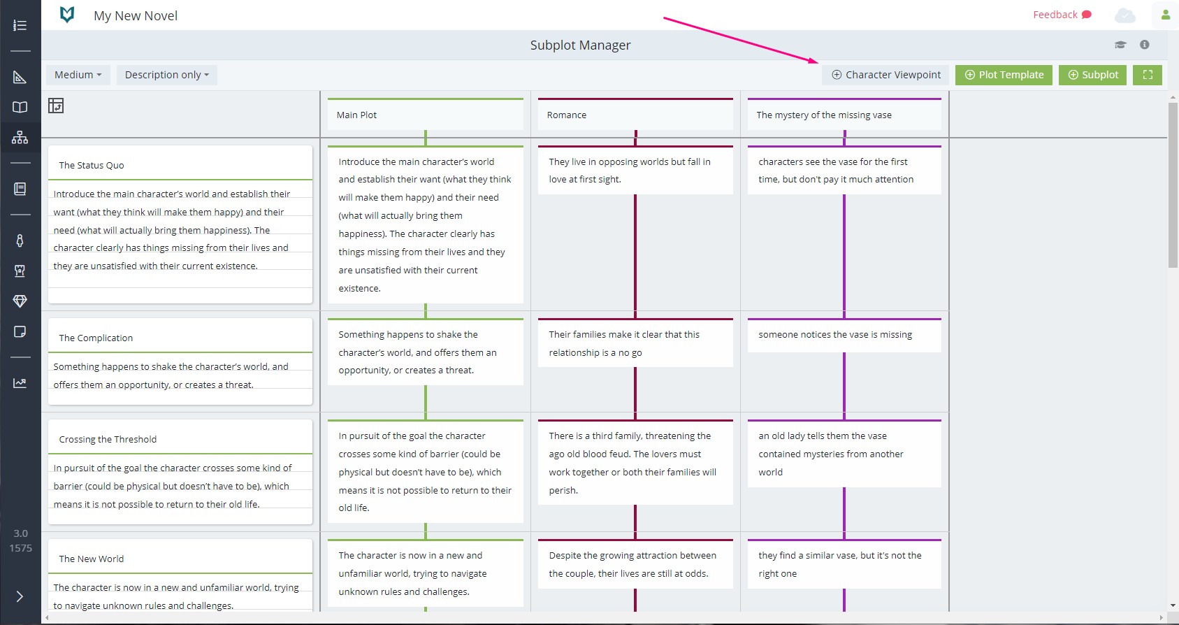 Condensing Characters and Subplots