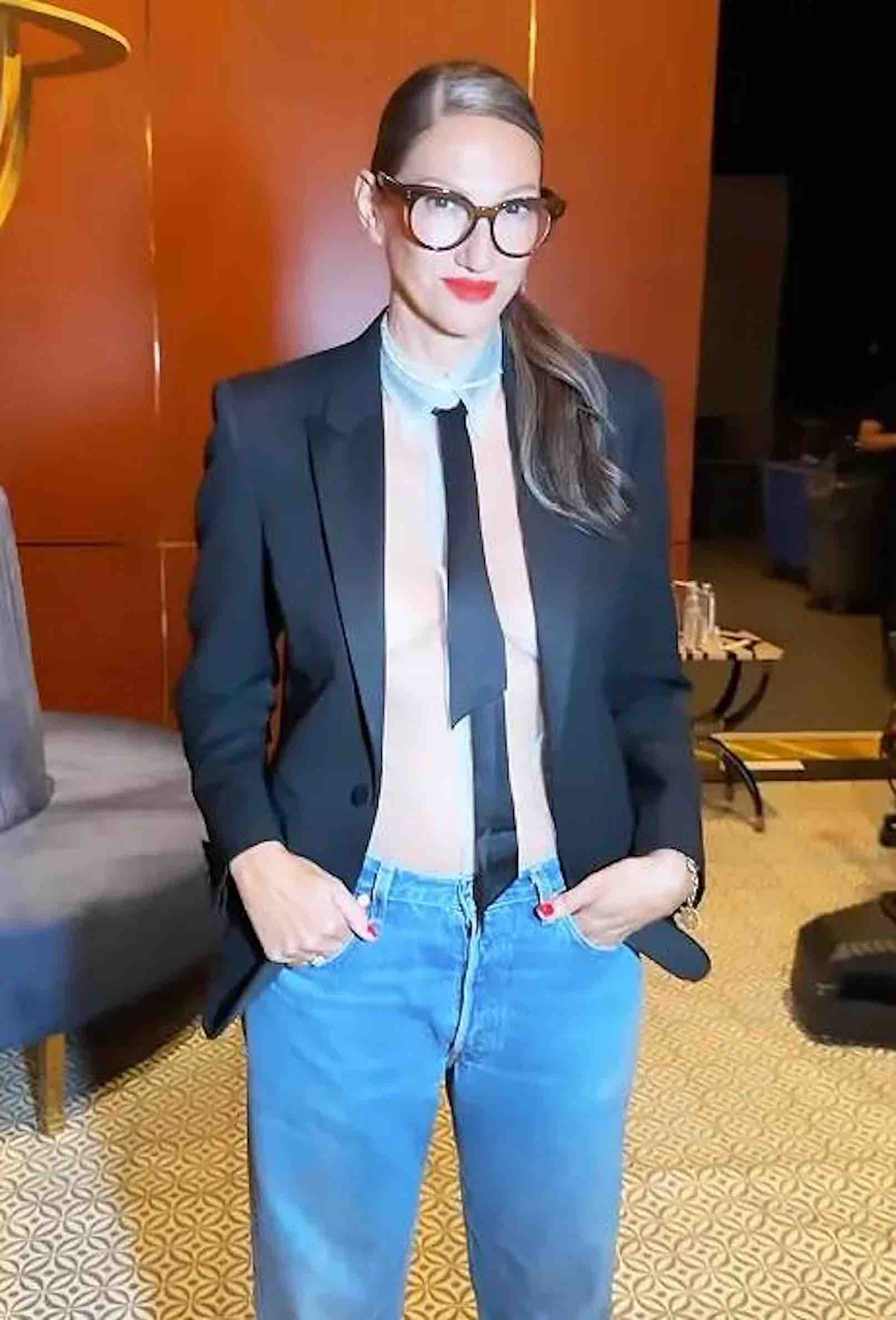 Jenna Lyons wearing a classic white button-down shirt