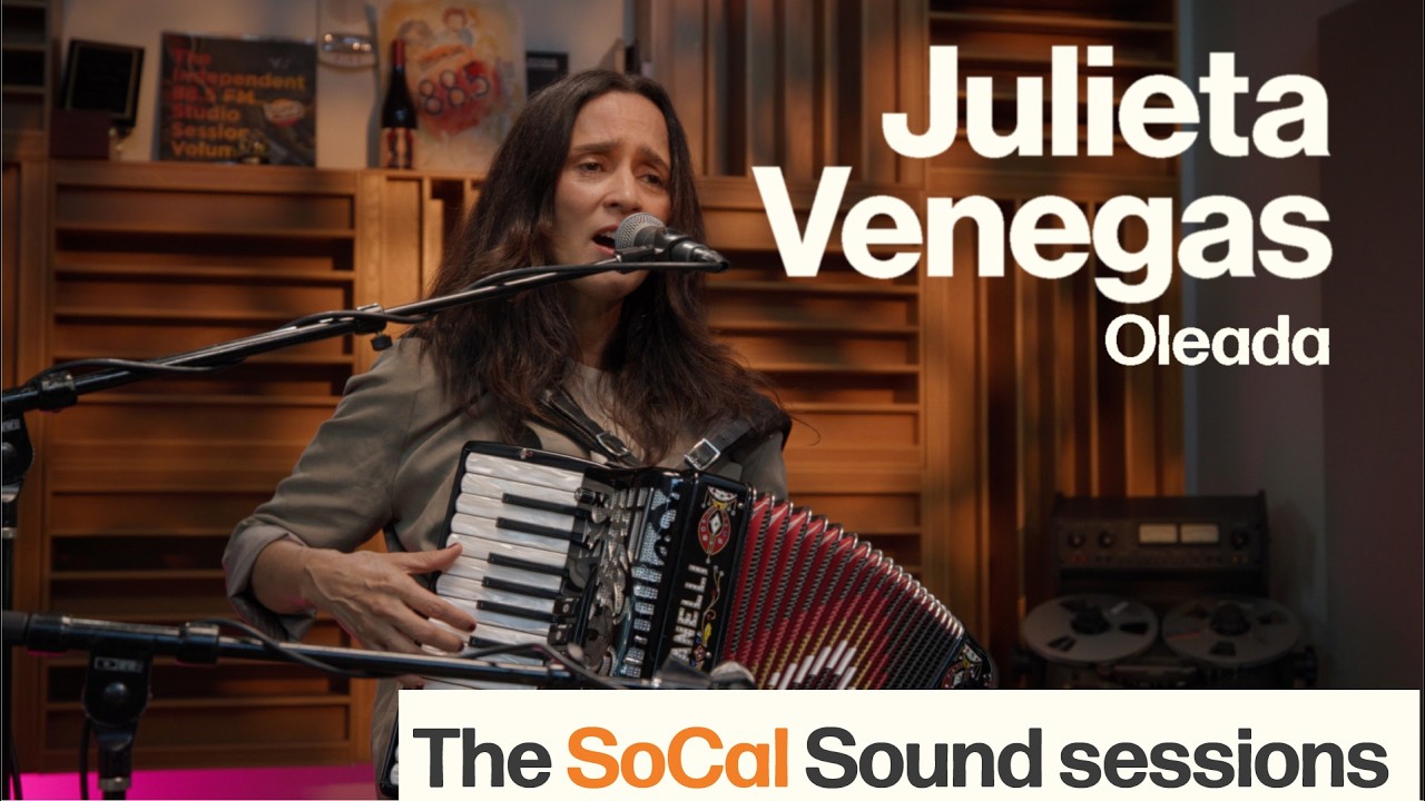 Julieta Venegas singing on stage during a live performance