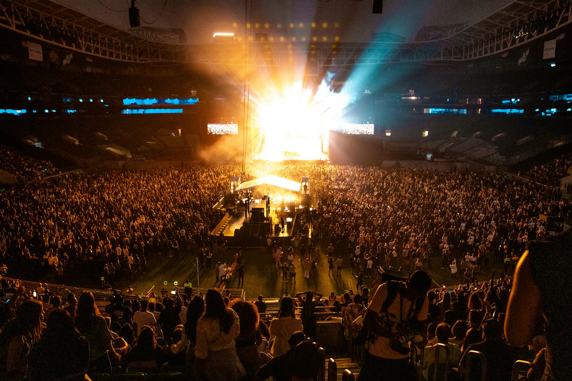 Large concert crowd in Istanbul stadium venue