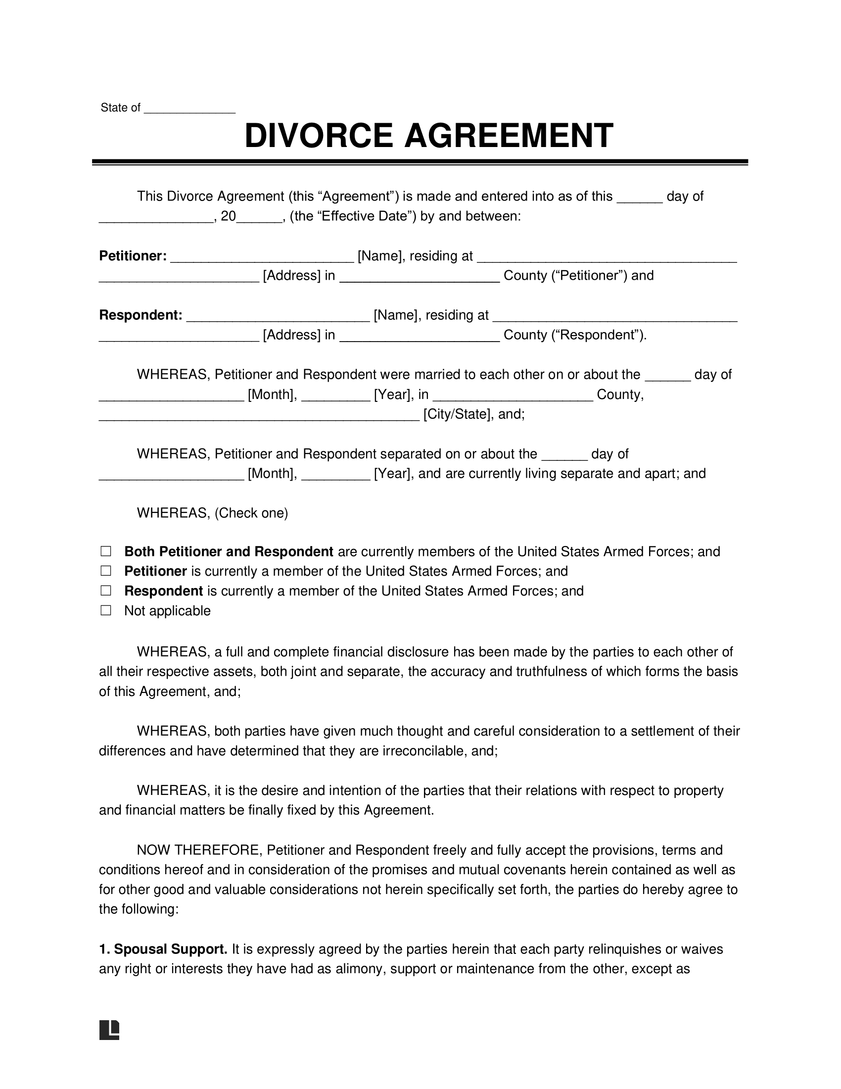 Legal divorce proceedings paperwork
