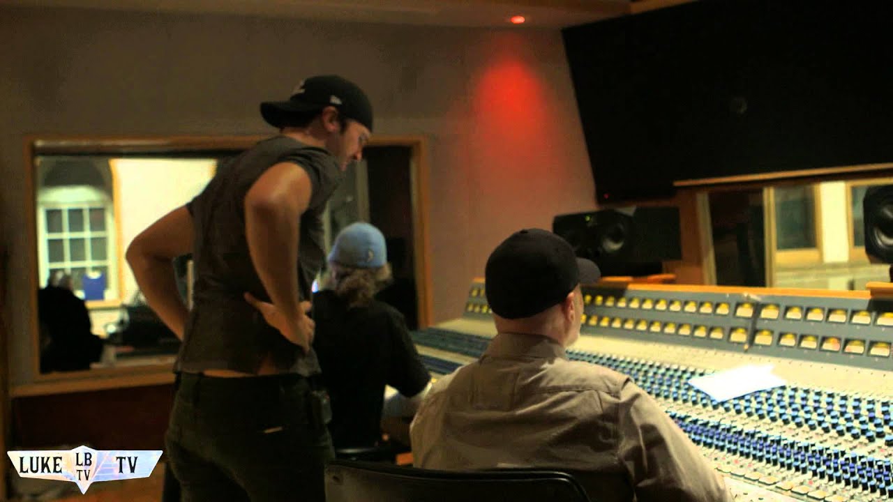 Luke Bryan in recording studio during songwriting session