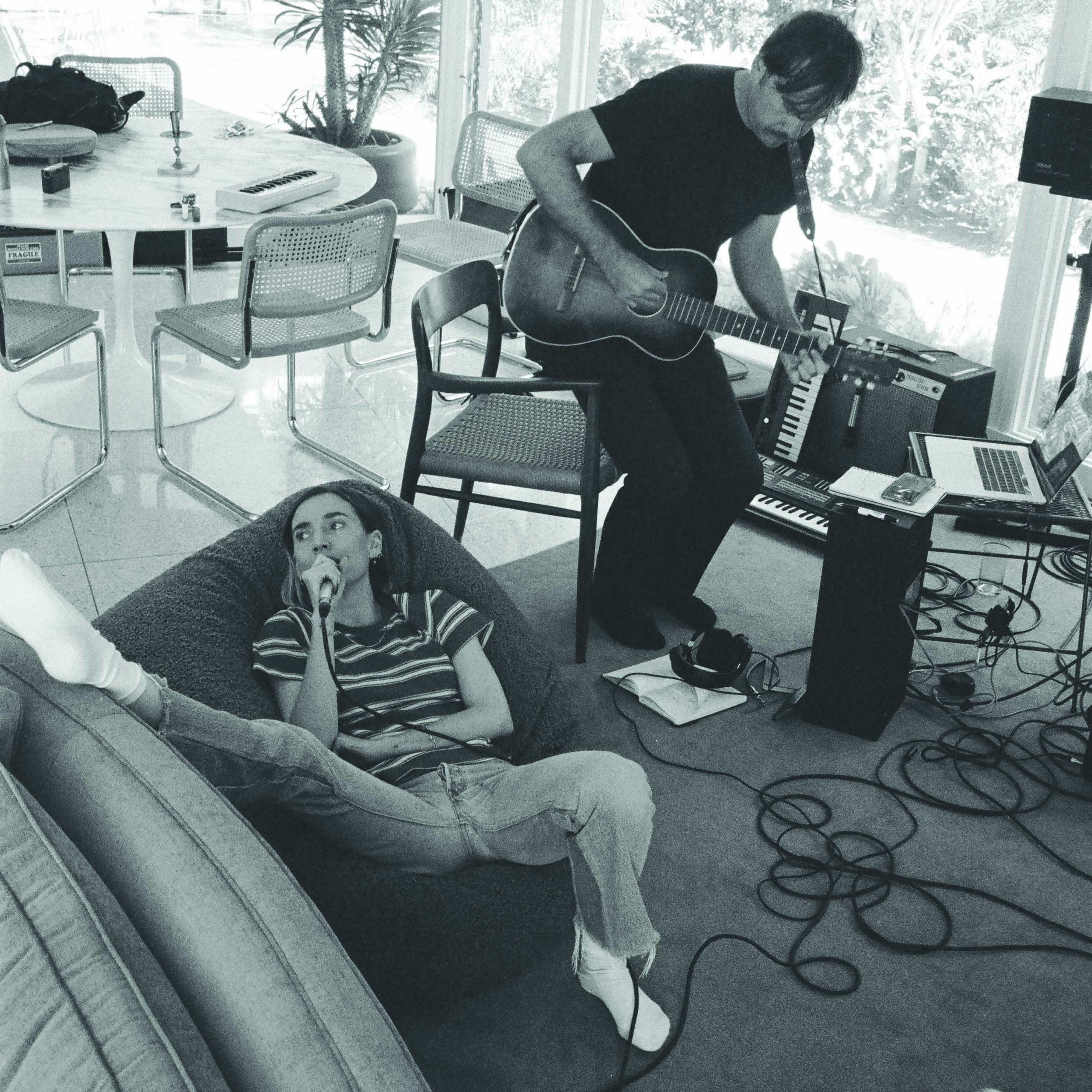 Lykke Li working in a recording studio