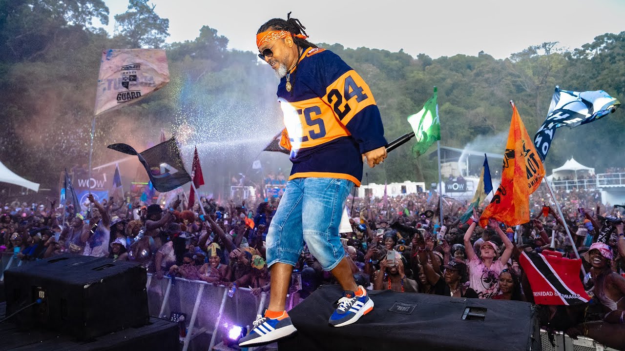 Machel Montano energizing the crowd during a live performance