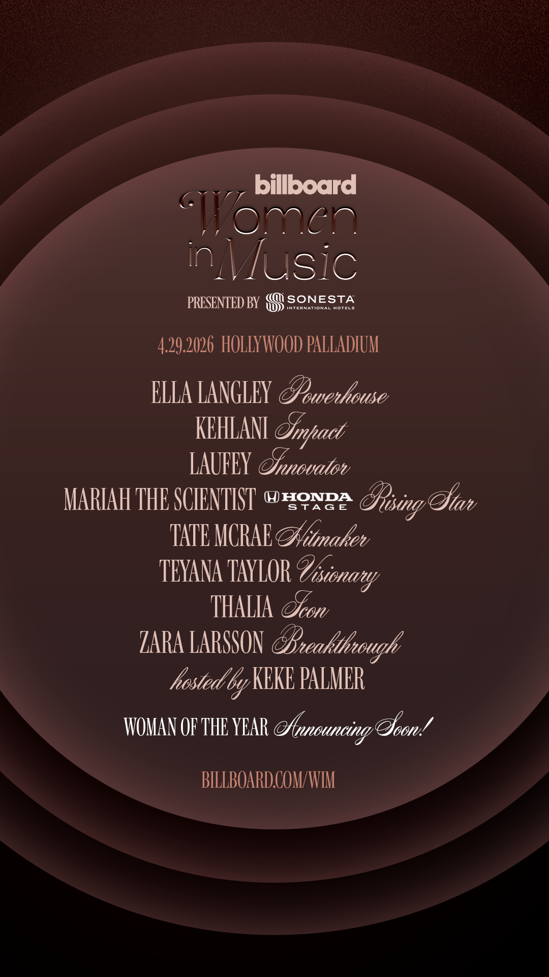 Billboard Women in Music awards ceremony 2026