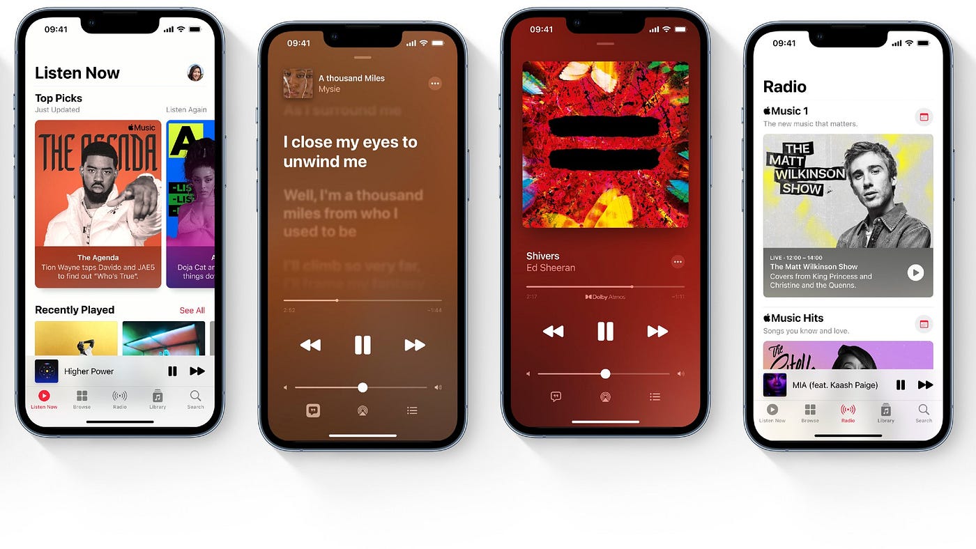 Apple Music streaming service showing curated playlists and recommendations
