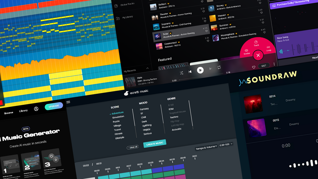 Artificial intelligence music production software showing automated composition tools