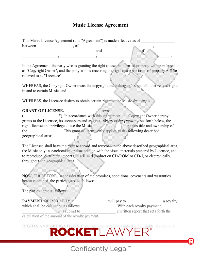 Music licensing and rights management documentation