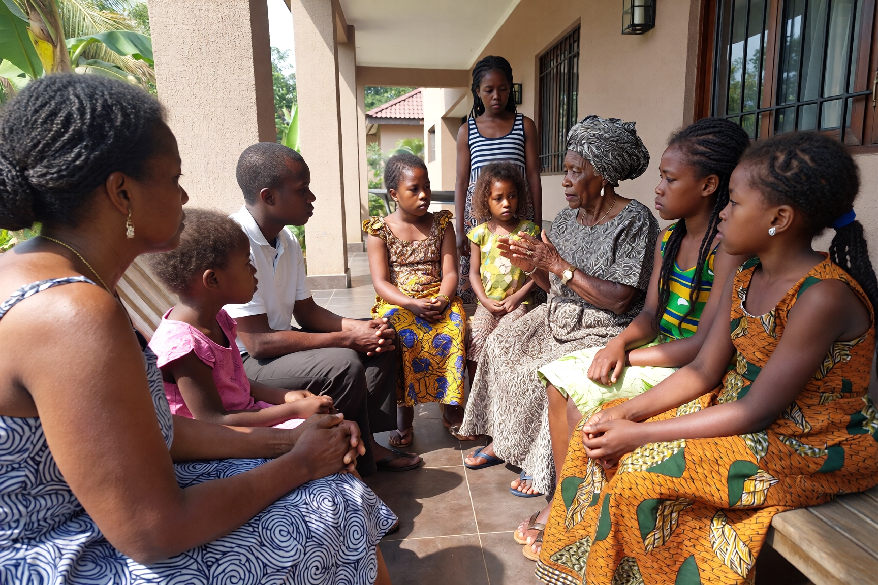 Happy Nigerian family spending time together at home