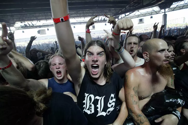 Progressive metal concert audience at live show
