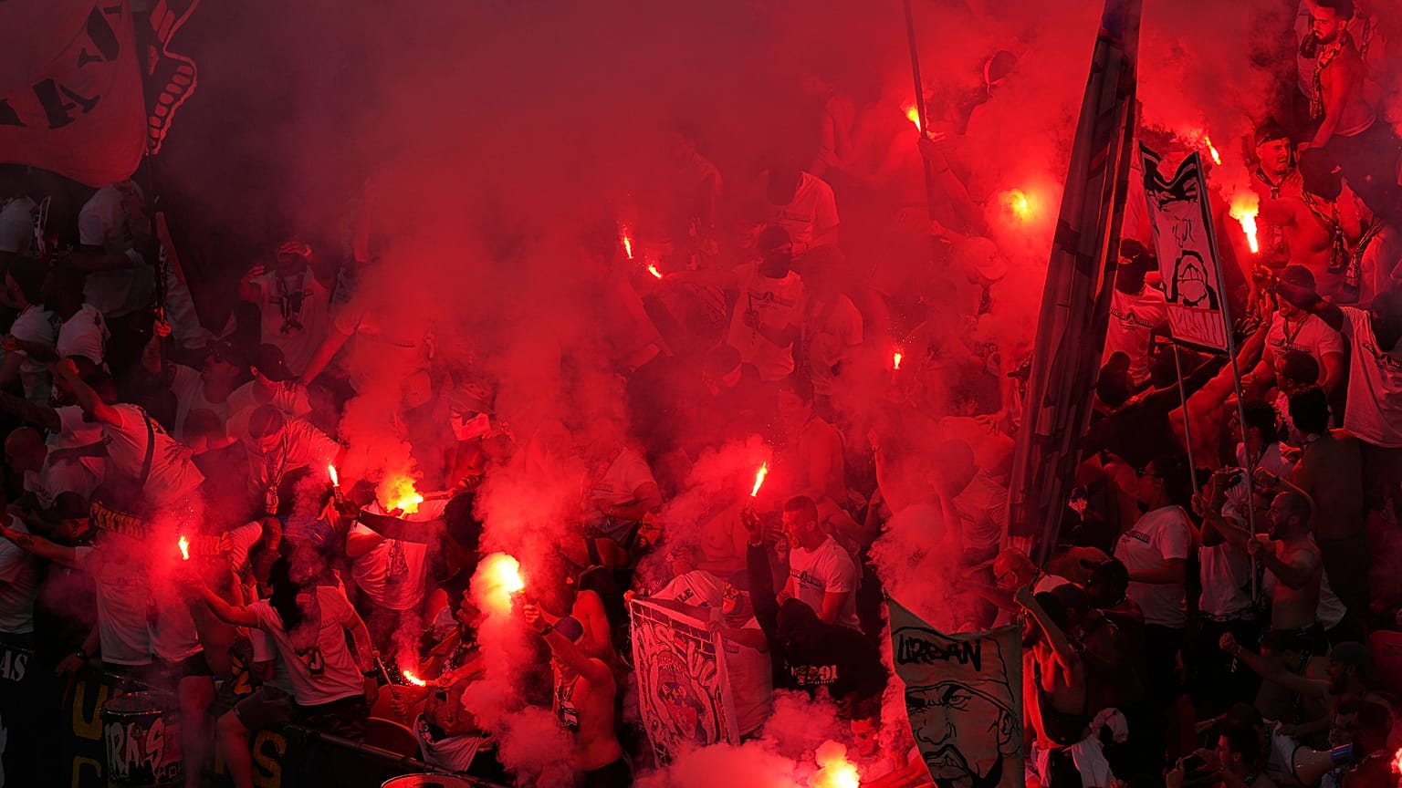 PSG supporters celebrating their Champions League triumph in the streets