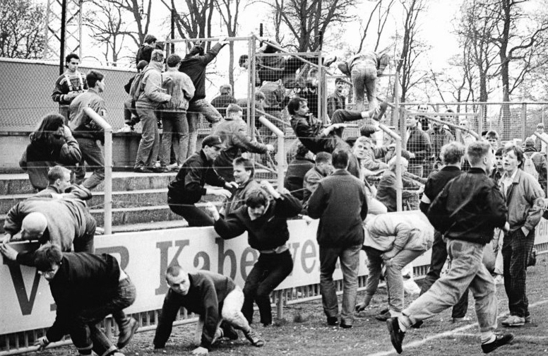 Historical images of football-related violence in Europe