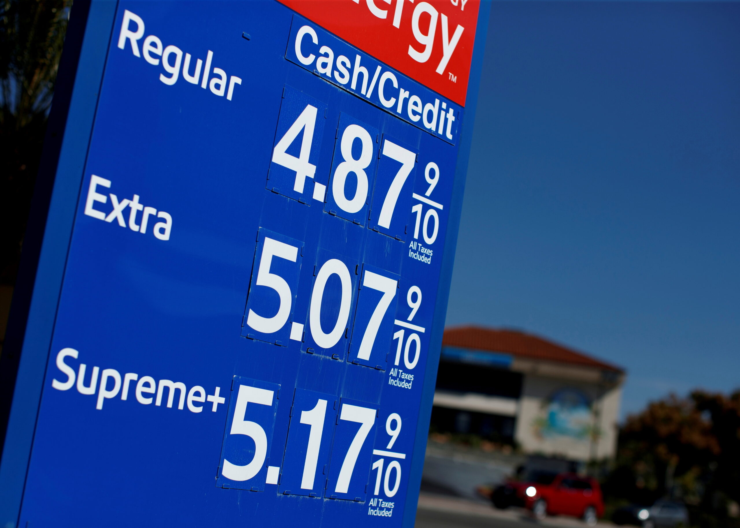 Rising fuel prices at gas station pump