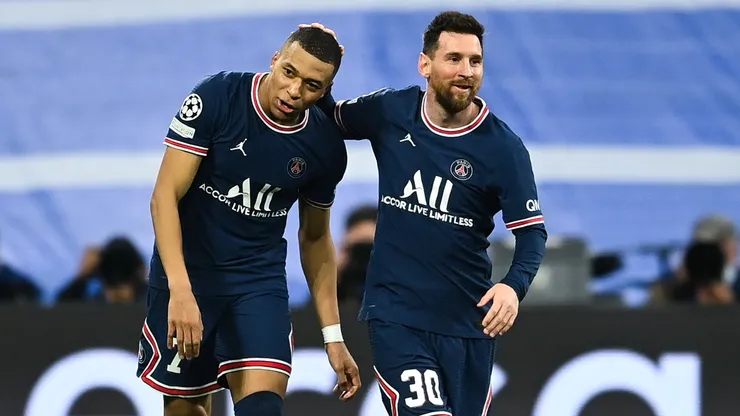 Lionel Messi and Kylian Mbappé football superstars