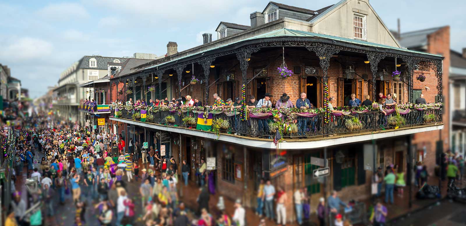 New Orleans French Quarter during Mardi Gras celebration