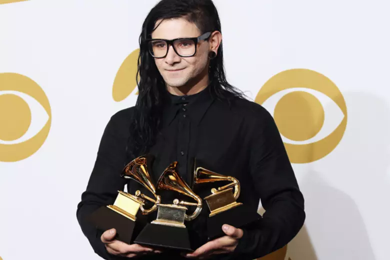 Skrillex at music awards ceremony with Grammy