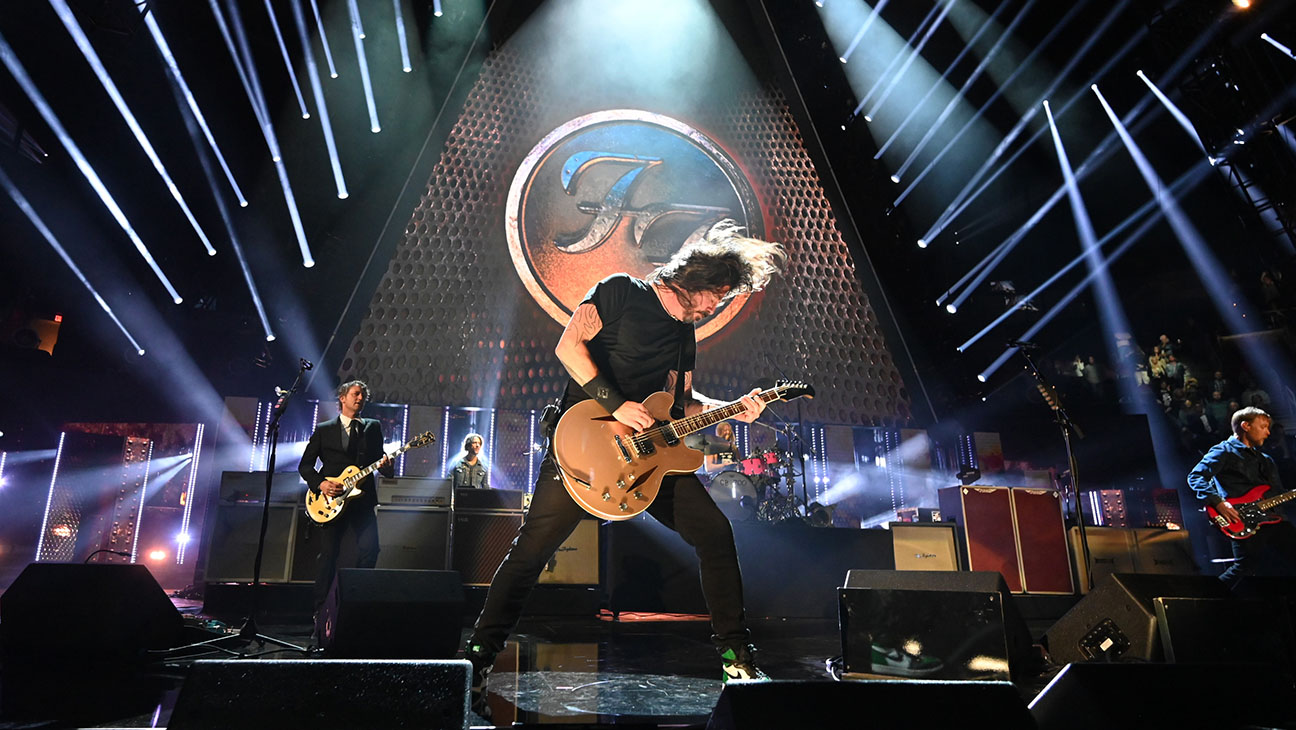 Foo Fighters performing live on stage