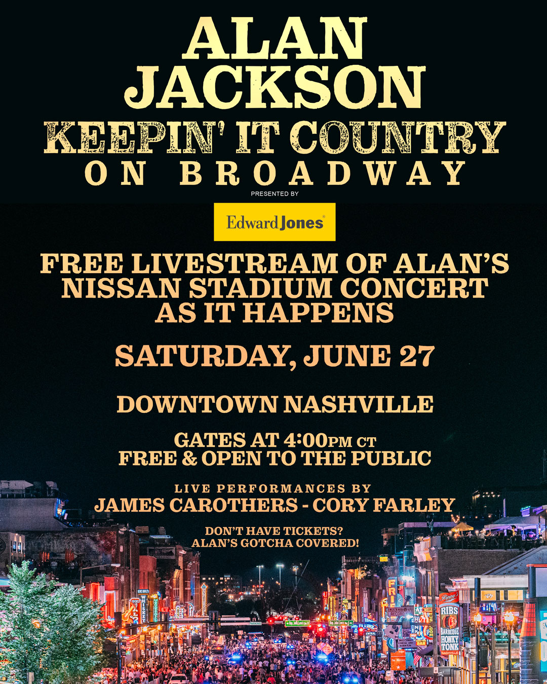Alan Jackson performing at his farewell concert