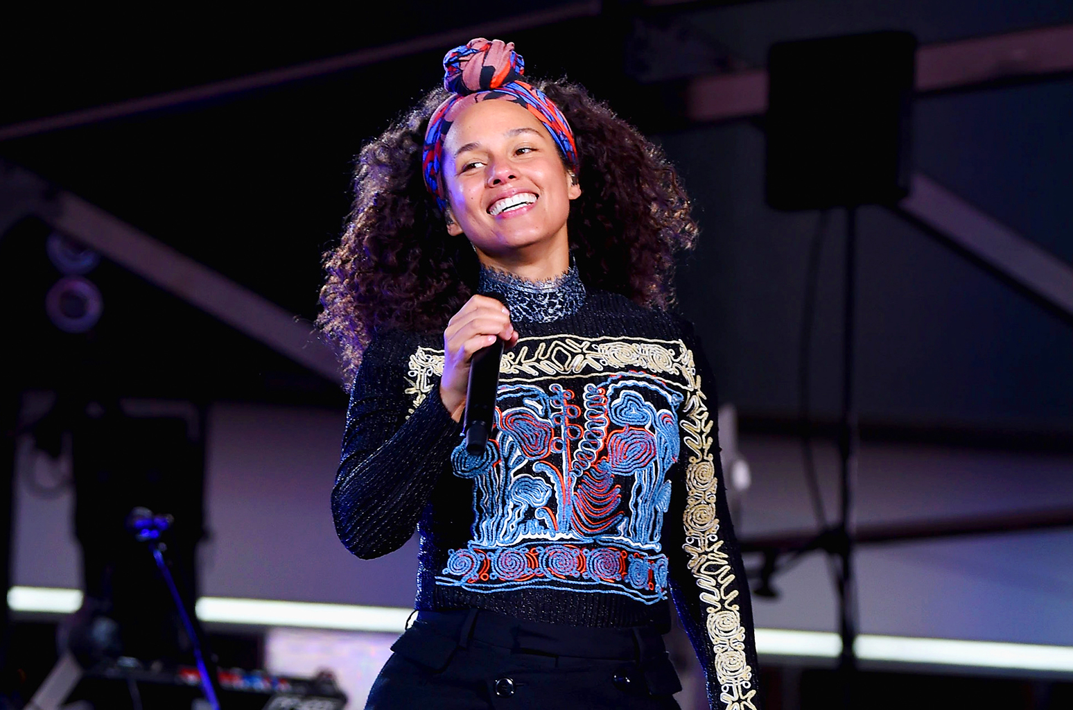 Alicia Keys performing live in New York City