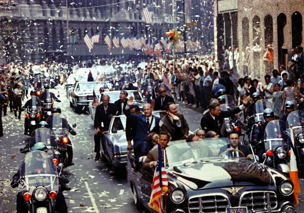 NYC ticker tape parade celebration in the Canyon of Heroes