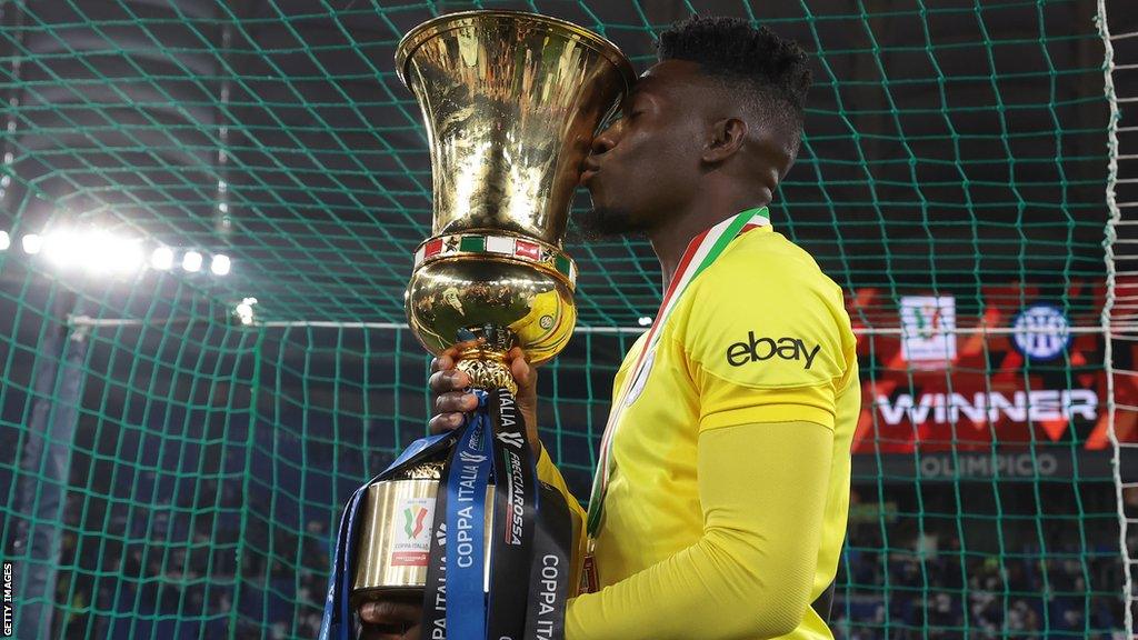 André Onana playing for Inter Milan in Champions League