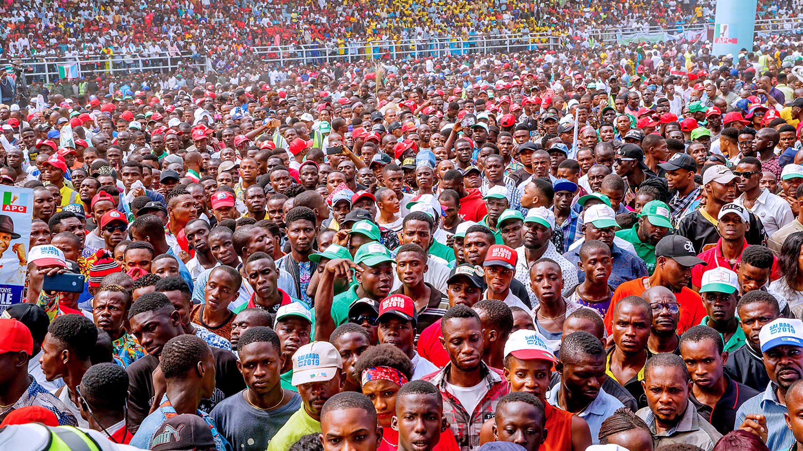 Political campaign rally in Nigeria with crowd