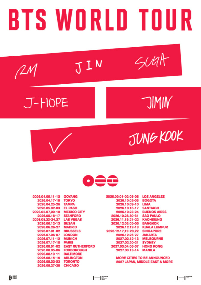 BTS ARIRANG World Tour official promotional image