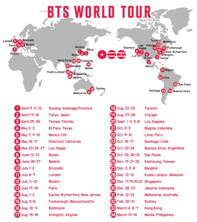 BTS ARIRANG World Tour international dates and venues