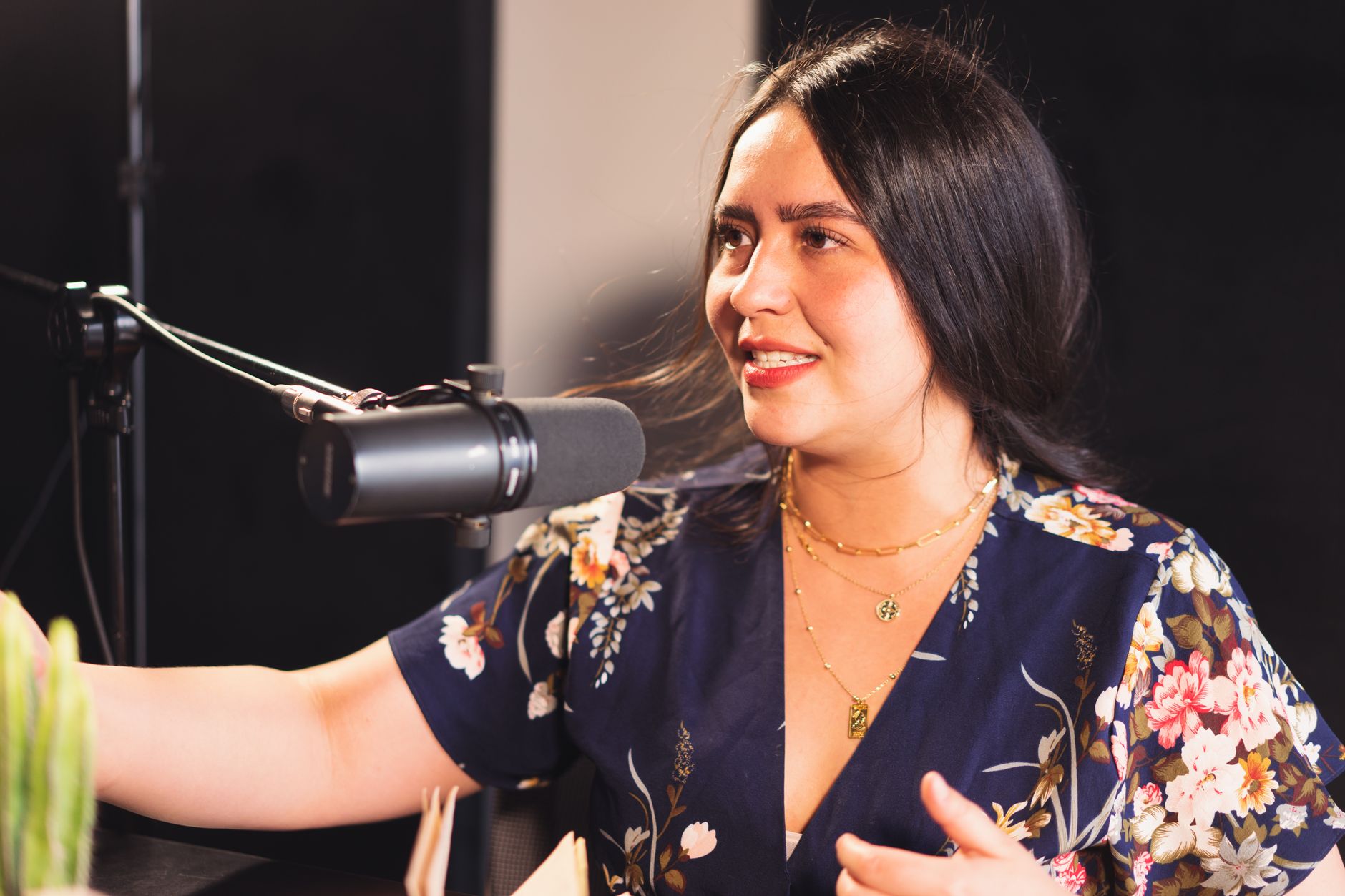 Bunnie Xo hosting her Dumb Blonde podcast
