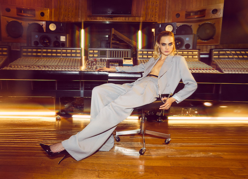 Cara Delevingne working on music in recording studio