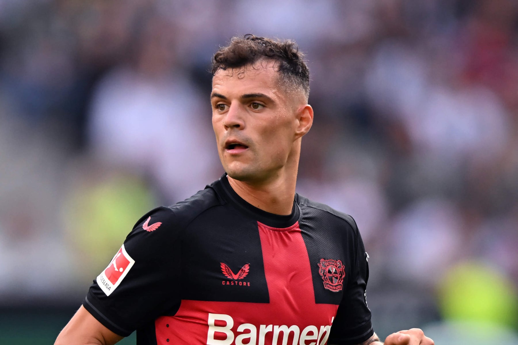 Granit Xhaka in action for Bayer Leverkusen