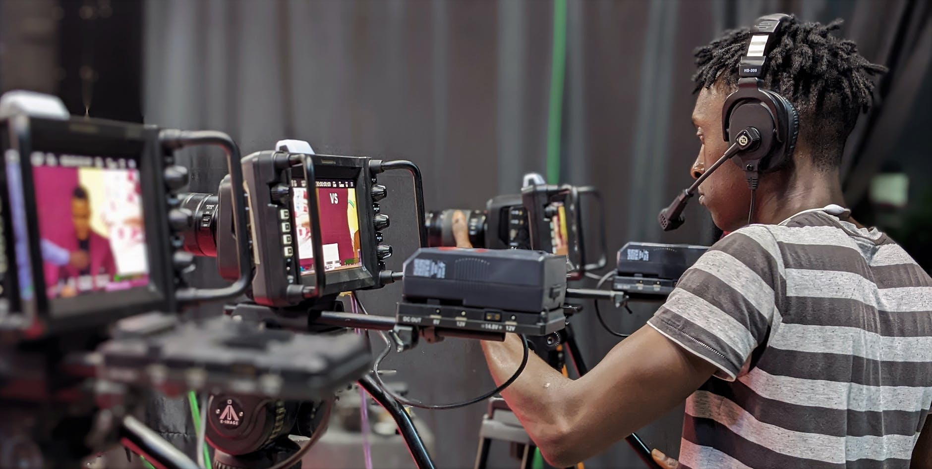 Nigerian film industry production scene with equipment and crew