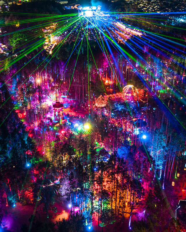 Electric Forest festival 2025 Rothbury Michigan aerial view