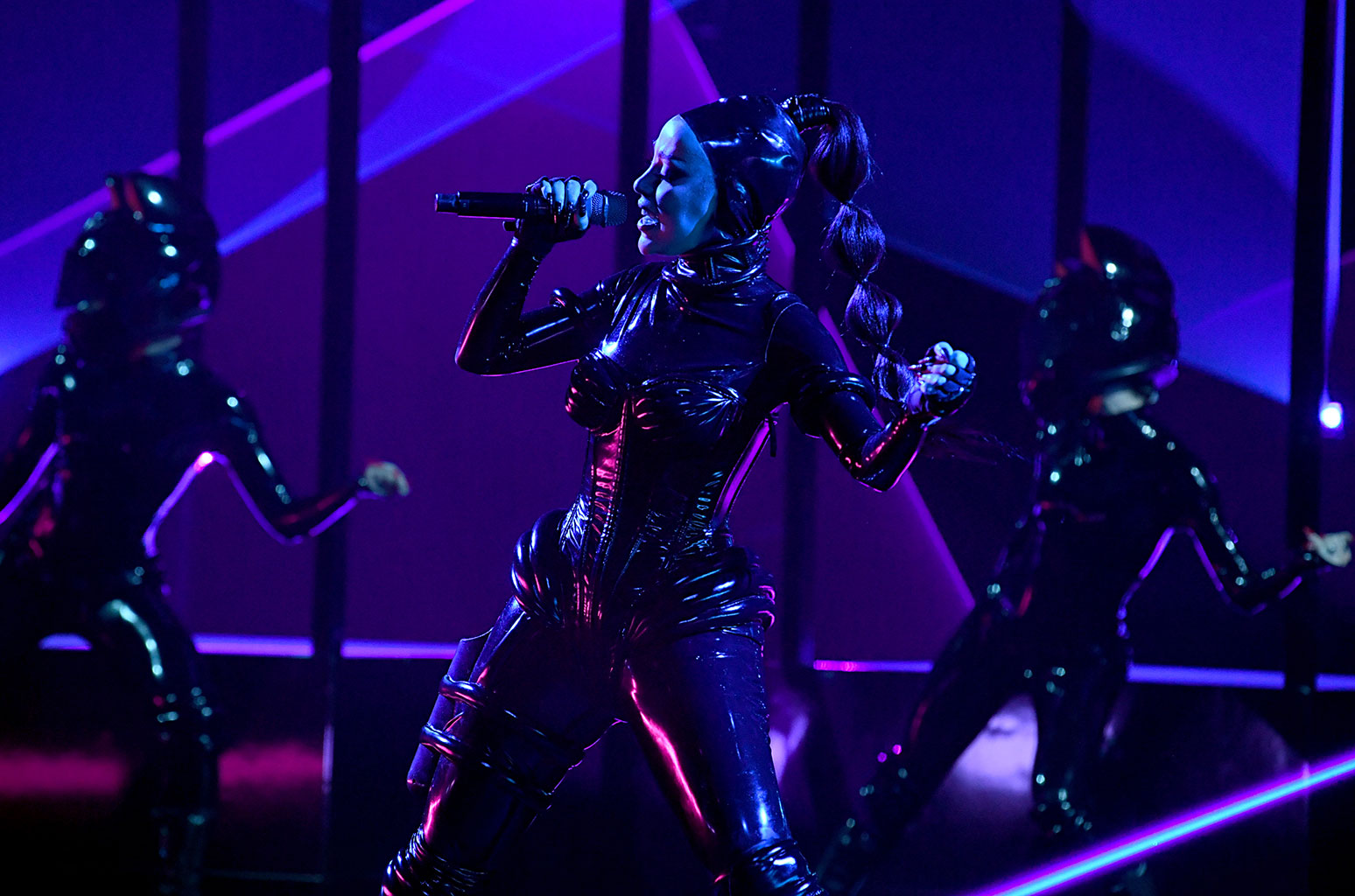Doja Cat performing at the Grammy Awards ceremony