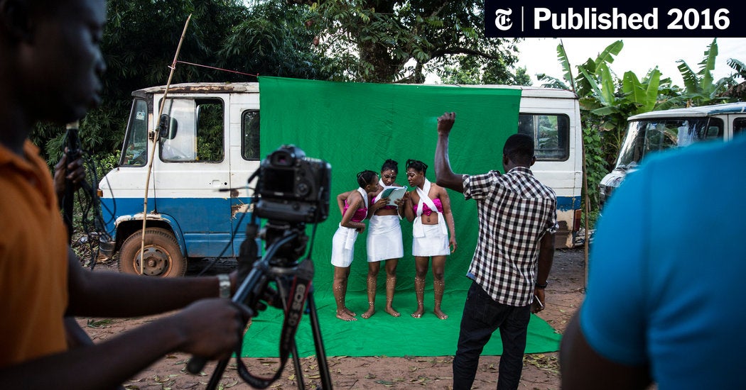 Nollywood movie production scene with cameras and crew
